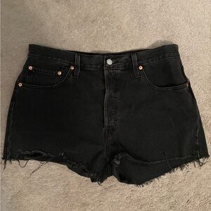 Levi's 501 Black Jean Shorts Distressed High-Waisted